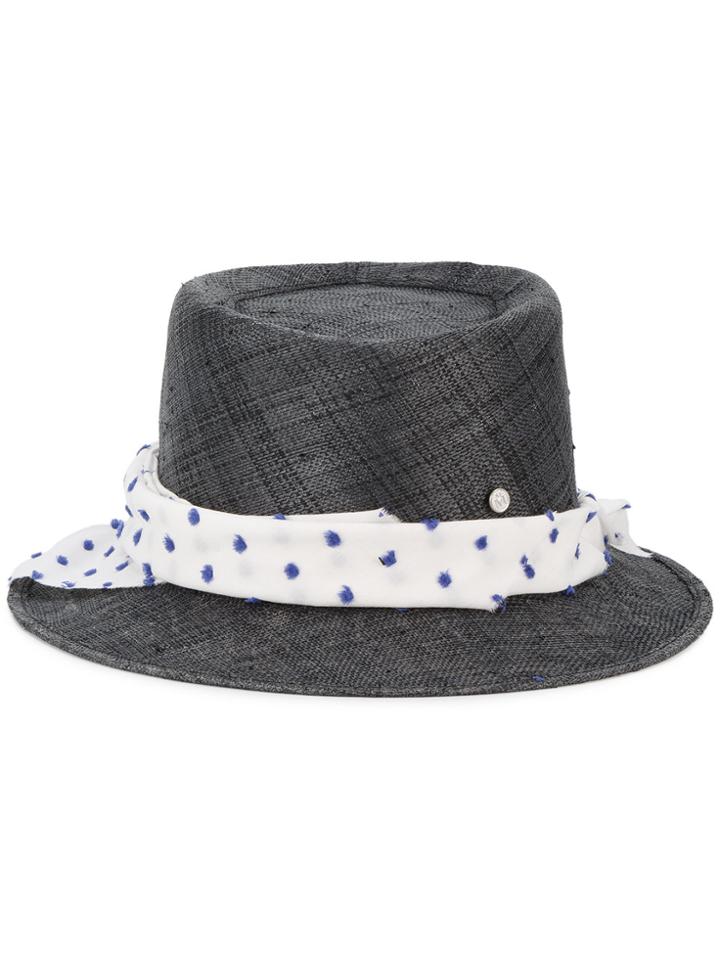 Maison Michel 'ed' Straw Hat With Polka Dot Band - Black