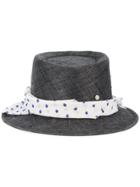 Maison Michel 'ed' Straw Hat With Polka Dot Band - Black