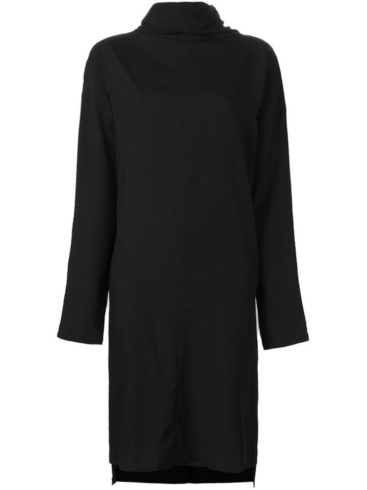 Y's Roll Neck Longsleeved Dress, Women's, Size: 1, Black, Tencel