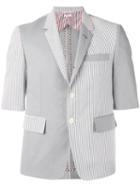 Thom Browne Shortsleeved Patchwork Blazer, Men's, Size: 1, Grey, Cotton/cupro