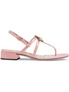 Gucci Patent Leather Sandals With Bee - Pink & Purple