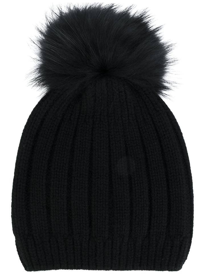 Joseph Fur Bobble Hat - Black