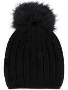 Joseph Fur Bobble Hat - Black