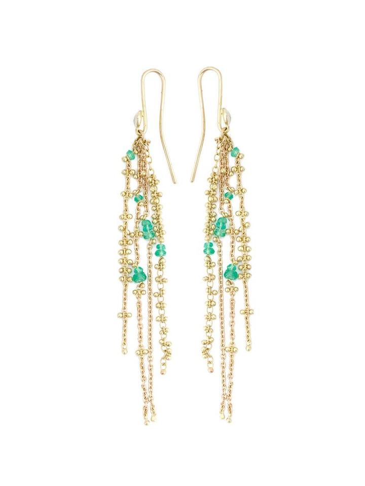 Natasha Collis 'waterfall Emerald Pin' Earrings, Women's, Metallic
