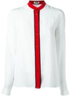 Kenzo Band Collar Blouse, Women's, Size: 34, White, Silk
