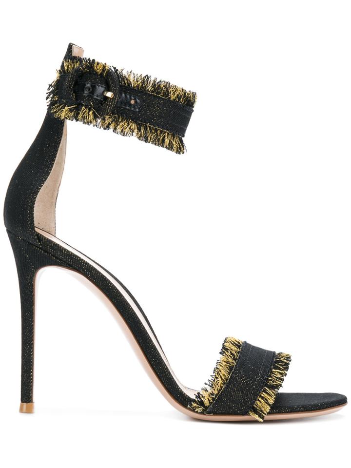 Gianvito Rossi Lola Fringed Sandals - Black