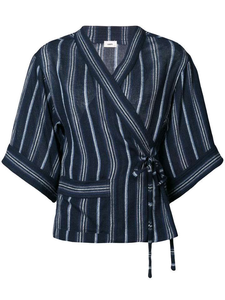Warm Swaddle Wrap Blouse - Blue