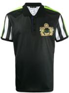 Versace Logo Printed Panel Polo Shirt - Black