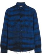 Amiri Distressed Fitted Cotton Shirt - Blue