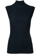Le Ciel Bleu Ribbed Turtle-neck Tank - Black