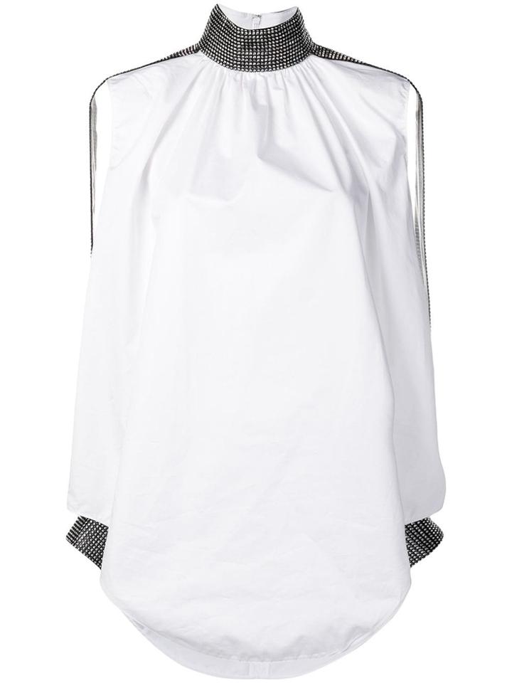Christopher Kane Crystal Sleeve Poplin Blouse - White