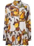 I'm Isola Marras Floral Print Pleated Shirt, Women's, Size: 42, Brown, Viscose