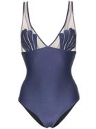 Adriana Degreas Marine Shell Mesh Swimsuit - Blue