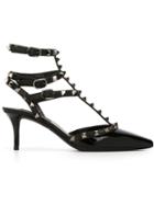 Valentino Rockstud Pumps, Women's, Size: 37, Black, Leather/patent Leather/metal Other