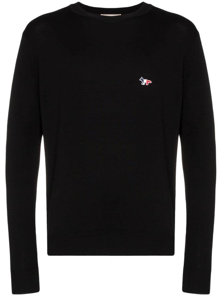 Maison Kitsuné Fox Logo Crew-neck Sweater - Black