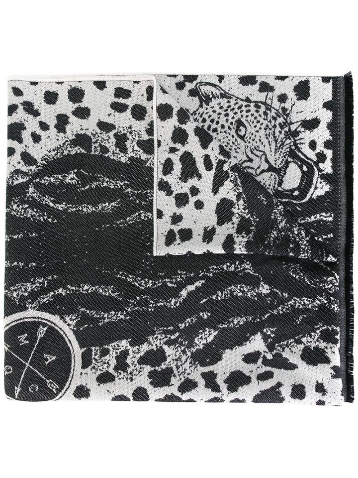 Alexander Mcqueen Large Skull Scarf, Women's, Black, Wool