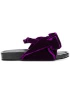 No21 Oversized Bow Flat Sandals - Pink & Purple