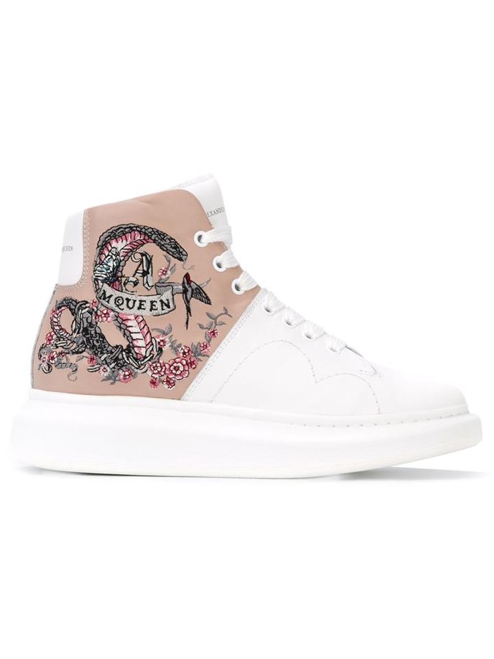 Alexander Mcqueen Embroidered Hi-top Sneakers