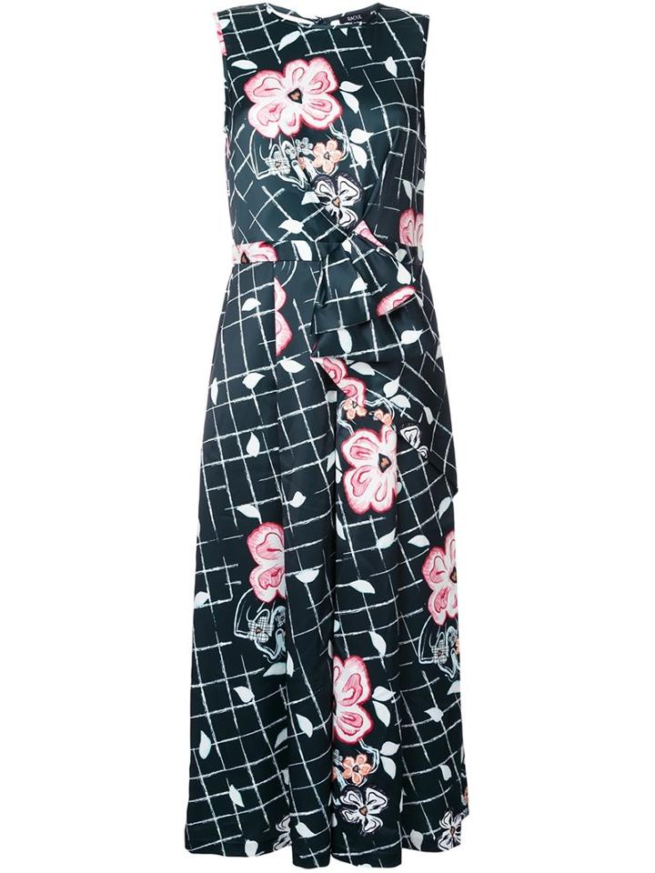 Raoul Floral Grid Print Jumpsuit, Women's, Size: 40, Green, Polyester/spandex/elastane