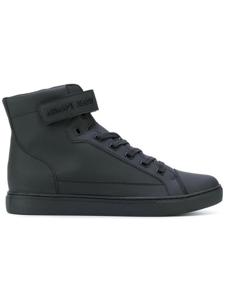 Armani Jeans Hi-top Strap Sneakers - Black