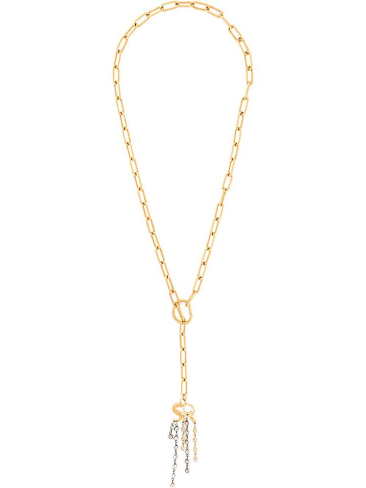 Sonia Rykiel Logo Charm Chain Necklace - Metallic