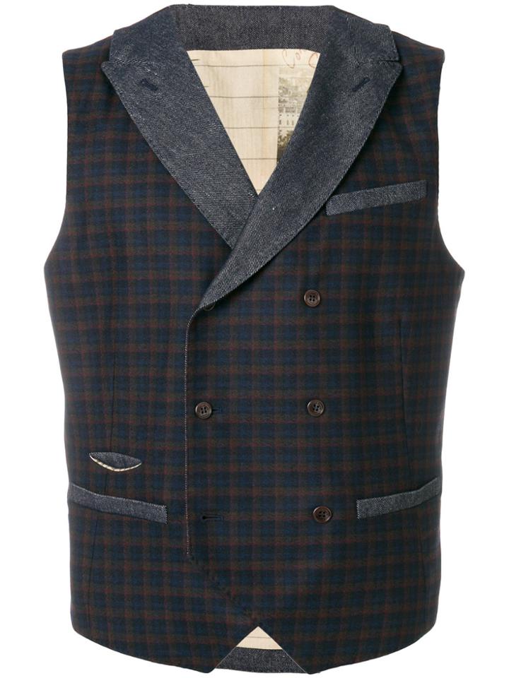 Al Duca D'aosta 1902 Check Double-breasted Waistcoat - Blue