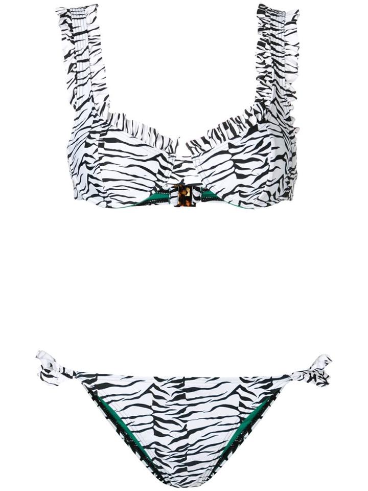 Rixo London Tiger Print Bikini Set - White