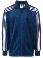 Adidas Velour Striped Sleeve Jacket - Blue