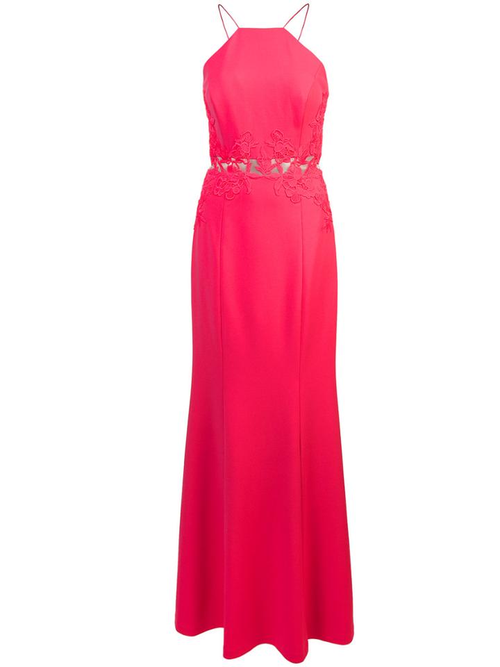 Aidan Mattox Floral Lace Insert Maxi Dress - Pink & Purple