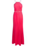 Aidan Mattox Floral Lace Insert Maxi Dress - Pink & Purple