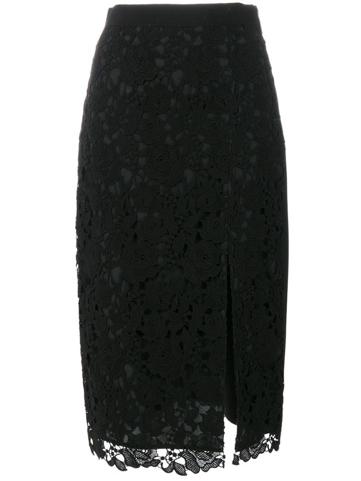 Msgm Lace Overlay Skirt - Black