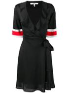 Ganni Striped Cuff Wrap Dress - Black