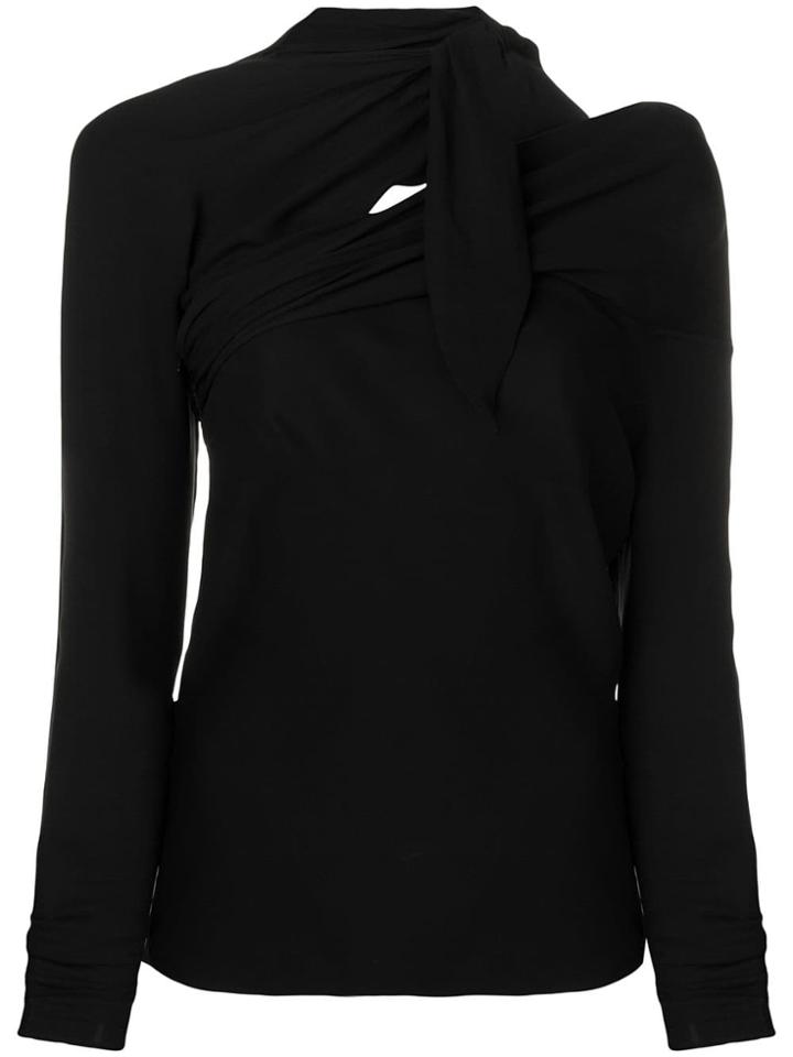 Versace Asymmetric Crêpe Top - Black