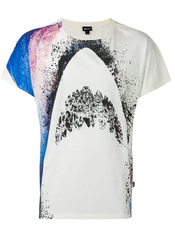 Just Cavalli Graphic Print T-shirt, Men's, Size: Xl, White, Cotton