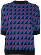 Marni Geometric Pattern Knit Top, Women's, Size: 42, Blue, Polyamide/virgin Wool