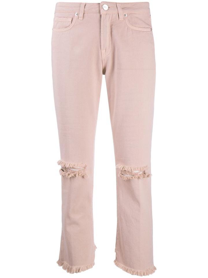 Two Denim Galia Distressed Cropped Jeans - Pink