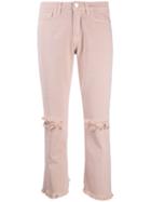 Two Denim Galia Distressed Cropped Jeans - Pink