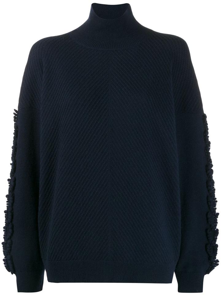 Barrie Textured Sleeves Detail Jumper - Blue