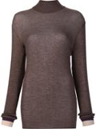 By. Bonnie Young Contrast Trim Jumper, Women's, Size: Medium, Brown, Silk/cashmere