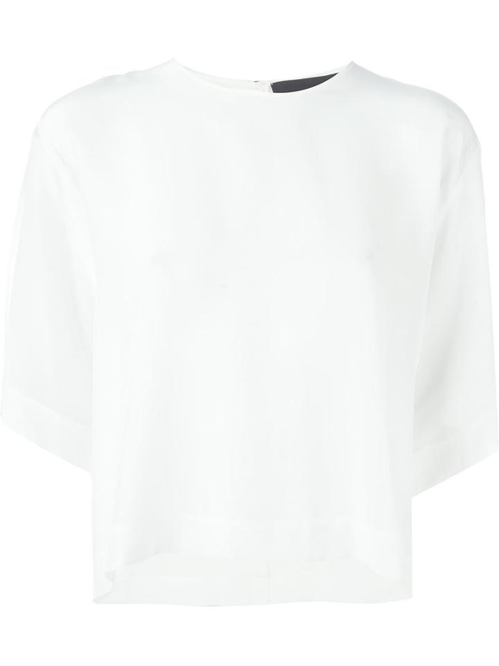 Marco Bologna Half Sleeve Boxy Top, Women's, Size: 42, White, Silk