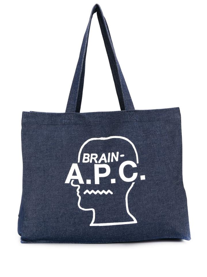 A.p.c. Brain Print Tote - Blue