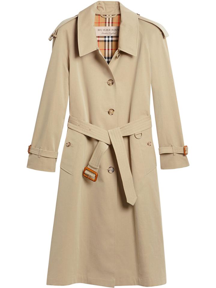 Burberry Side-slit Tropical Gabardine Trench Coat - Nude & Neutrals