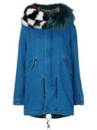 Mr & Mrs Italy Patched Denim Mid Parka - Blue