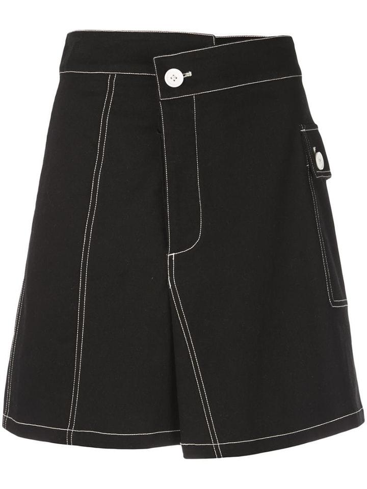 Proenza Schouler Pswl Asymmetrical Utility Cotton Pocket Skirt - Black