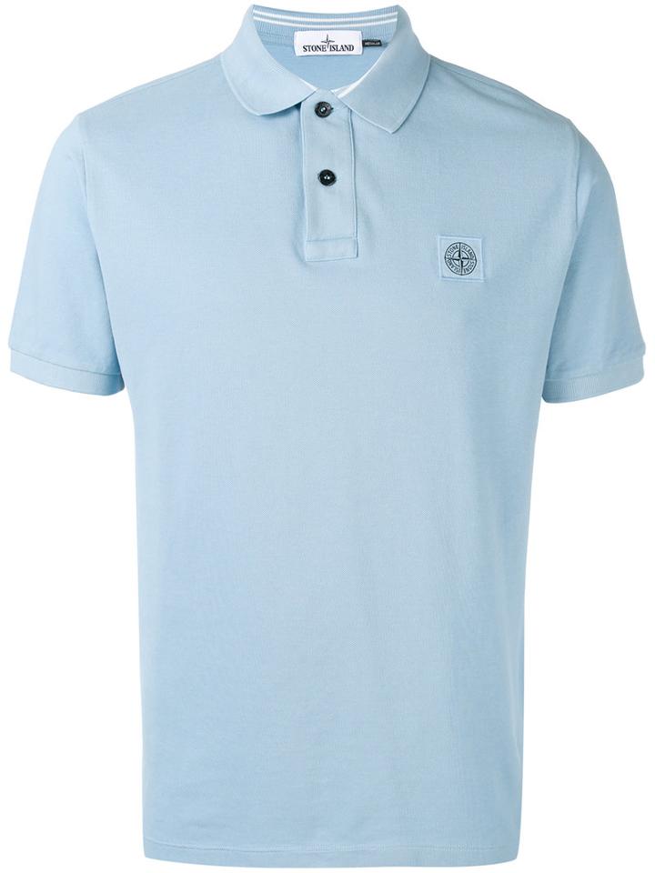 Stone Island Logo Patch Polo Shirt, Men's, Size: Medium, Blue, Cotton