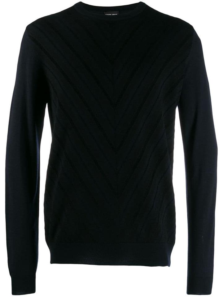 Giorgio Armani Chevron Knitted Jumper - Blue