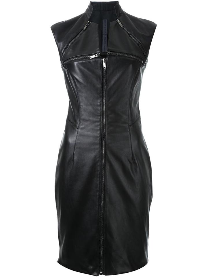 Gareth Pugh Zipped Details Fitted Dress, Women's, Size: 40, Black, Calf Leather