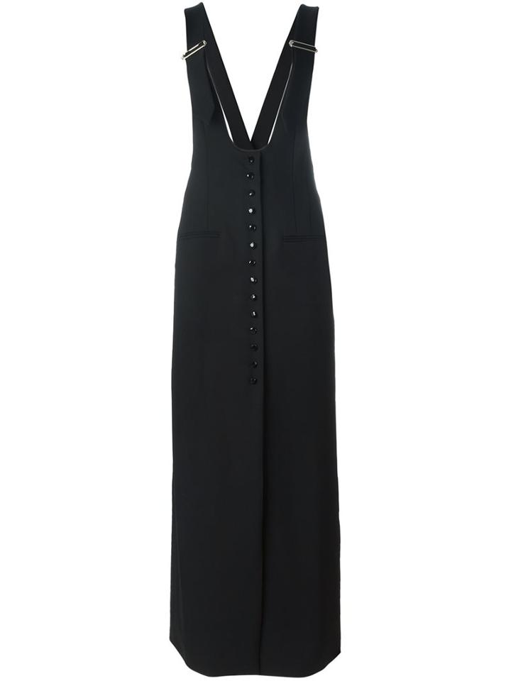 Lanvin Long Pinafore Dress, Women's, Size: 36, Black, Silk/wool