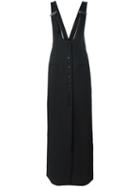 Lanvin Long Pinafore Dress, Women's, Size: 36, Black, Silk/wool
