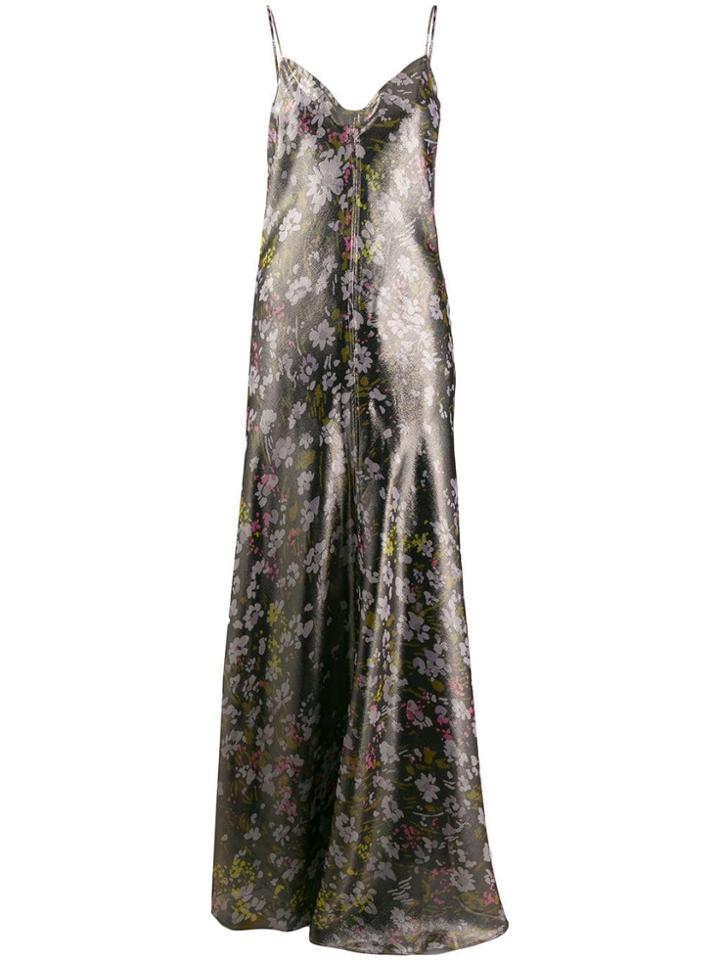 Ganni Floral Slip Dress - Black